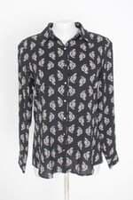 camisa cortelle feminina preta estampada