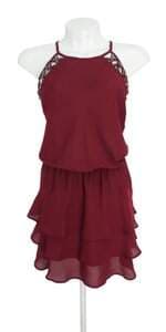 vestido costume feminino vermelho com aplique e forro