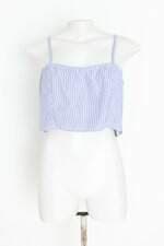 blusa cropped C&A feminina azul listrada