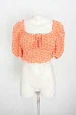 blusa costume feminina laranja com bordado