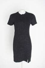 vestido Blue Steel feminino preto com fenda e glitter