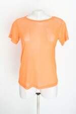 blusa feminina laranja com transparência