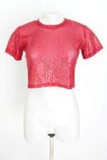cropped feminino vermelho com paetê e transparência