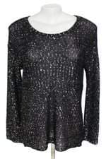 blusa de tricô M.Officer feminina preta com paetê