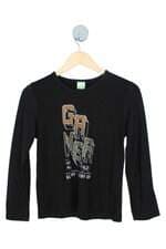 camiseta manga longa bi&gu kids preta com silk