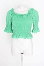 blusa feminina verde com franzido