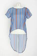 blusa quintess feminina estampada com barra mullet e transparência