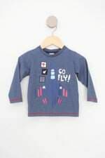 camiseta manga longa tip top kids azul com bordado e silk