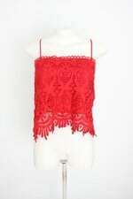 regata afghan feminina vermelha com renda