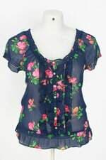 blusa Hollister feminina floral com transparência