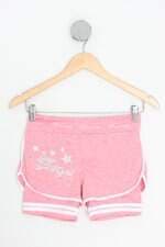 shorts esportivo kids rosa com cós com elástico e silk