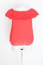 blusa H&m feminina vermelha com babado