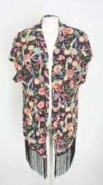 kimono g&w  feminino estampado com franja