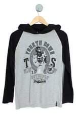 camiseta kids manga longa cinza com recortes