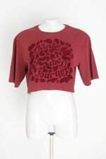 blusa cropped youcom feminina vermelha com flocado