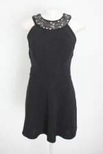 vestido la chocole feminino preto com aplique e forro