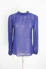 blusa zara feminina azul com aplique e transparência