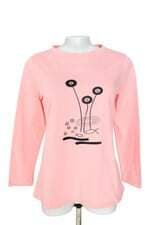 camiseta manga longa feminina rosa com silk