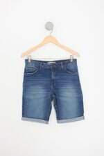 bermuda jeans yessica feminina azul com barra italiana