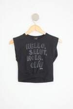 blusa infantil preta com hotfix