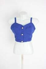 top outlet feminino azul com aplique