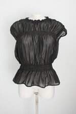 blusa dulce color feminina preta com franzido e hotfix