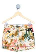 shorts simetria do corpo feminino estampado com recortes