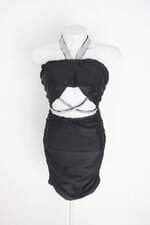 vestido truly feminino preto com aplique e franzido