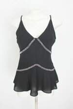 regata costume feminina preta com aplique