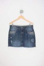 saia five feminina azul com aplique