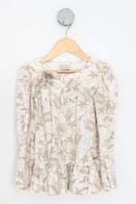 blusa kiki xodó kids bege com aplique