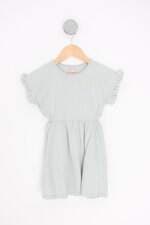 vestido colorita infantil cinza com recortes