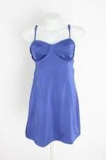 vestido laguna feminino azul com forro e franzido