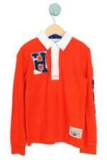 camisa polo Tommy Hilfiger kids laranja com bordado