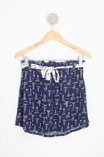 saia C&A feminina azul estampada com faixa na cintura