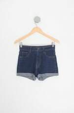 shorts jeans marisa feminino azul com barra italiana