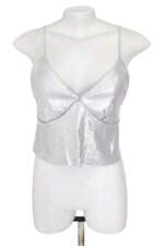 blusa cropped Riachuelo feminino cinza com paetê