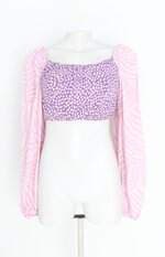 cropped maniah feminino estampado com franzido