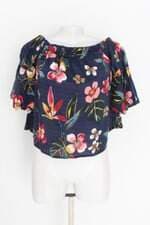 blusa viv' leroa feminina estampada com franzido