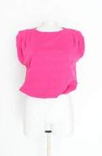 blusa marfinno feminina rosa com franzido e pregas