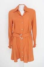 vestido claudia rabelo feminino terracota com faixa na cintura e franzido
