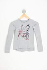blusa marisol kids cinza com barra mullet