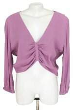 blusa cropped Maria Filó feminina lilás com franzido