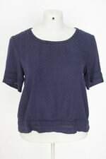 blusa casual feminina azul marinho com renda