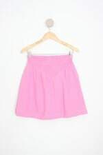 saia liv light feminina rosa com cós com elástico e franzido