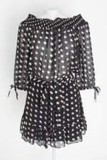 vestido afago feminino estampa poás com faixa na cintura