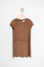vestido zara infantil marrom com recortes e tiras