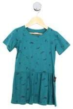 vestido bb básico kids verde estampado