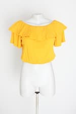 blusa alma feminina amarela com sobreposição