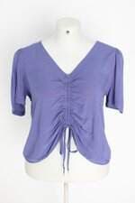 blusa alella feminina azul com franzido